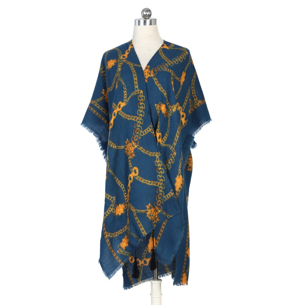 Blue and Yellow Printed Soft Touch Kimono YF22010BLU