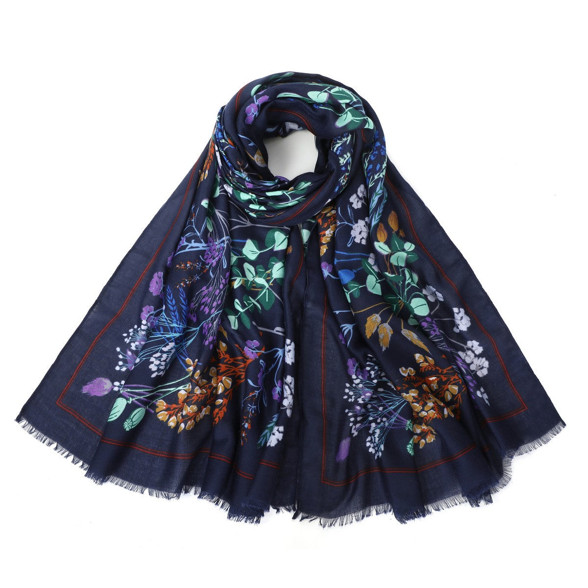 Botanical Floral Print Scarf - Blue YF22502BLU