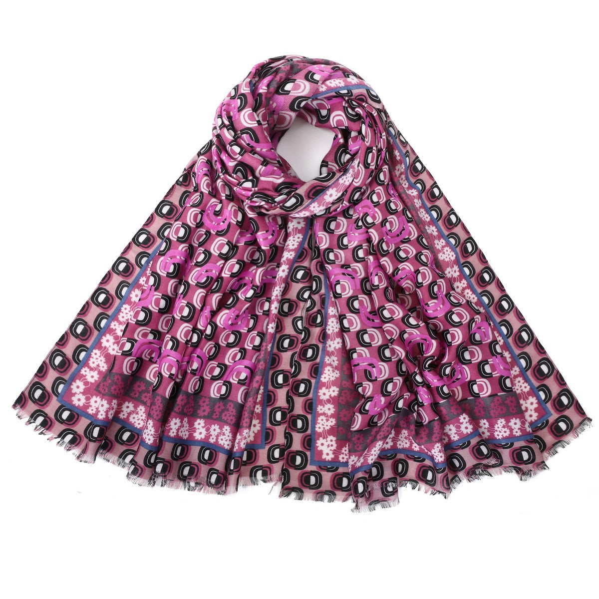 Red Ogee Style Pattern Mixed Cotton Scarf YF22511RED