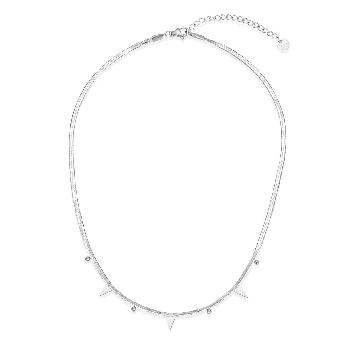 Silver Stainless Steel Necklace with Triangle and Bead Details YG22008SLR