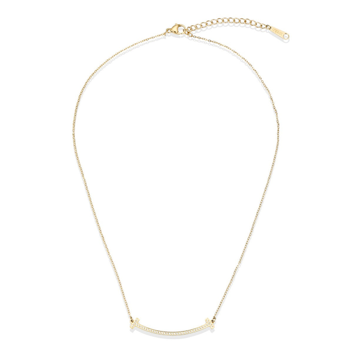 Gold Necklace with Rounded Bar Detail and Diamantes YG22021YGD