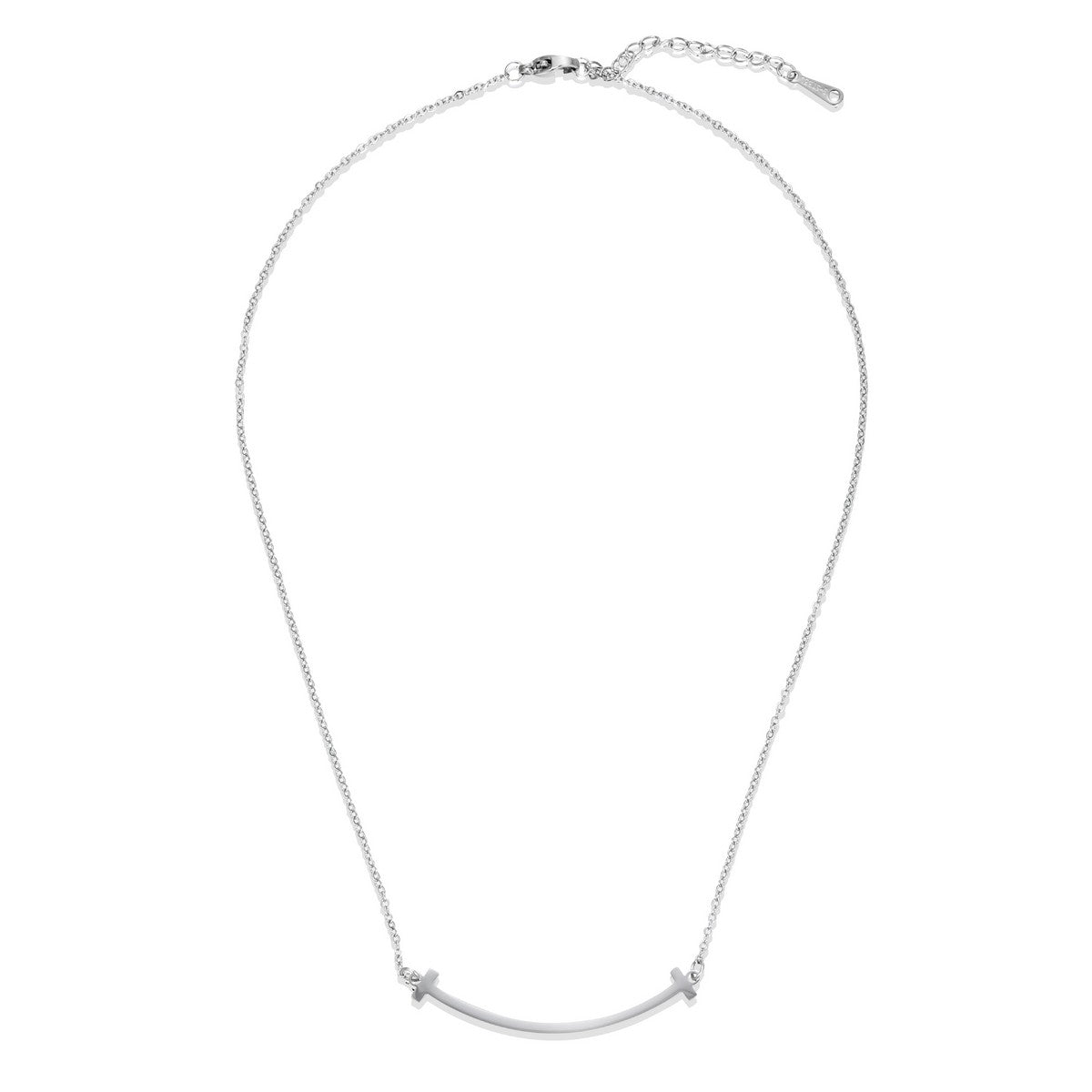 Silver Necklace with Rounded Bar Detail YG22031SLR