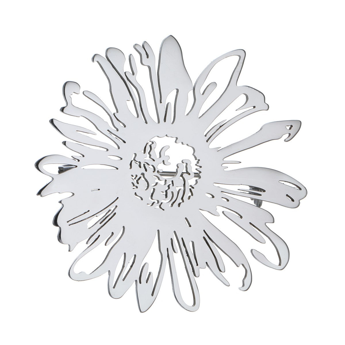 Silvery Daisy Cut-Out Brooch YL22005SLR