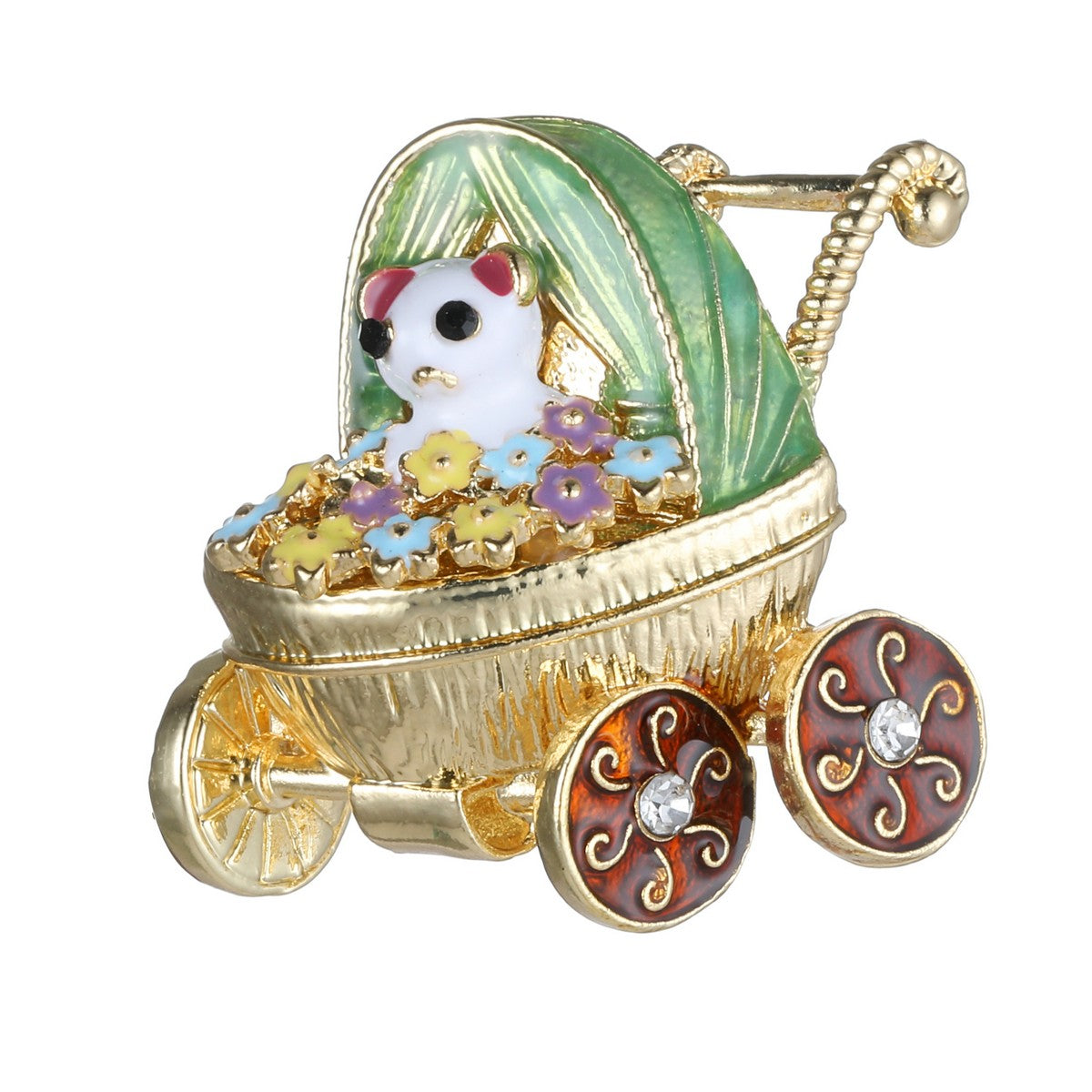 Gold Bear Stroller Brooch YL22023MUL