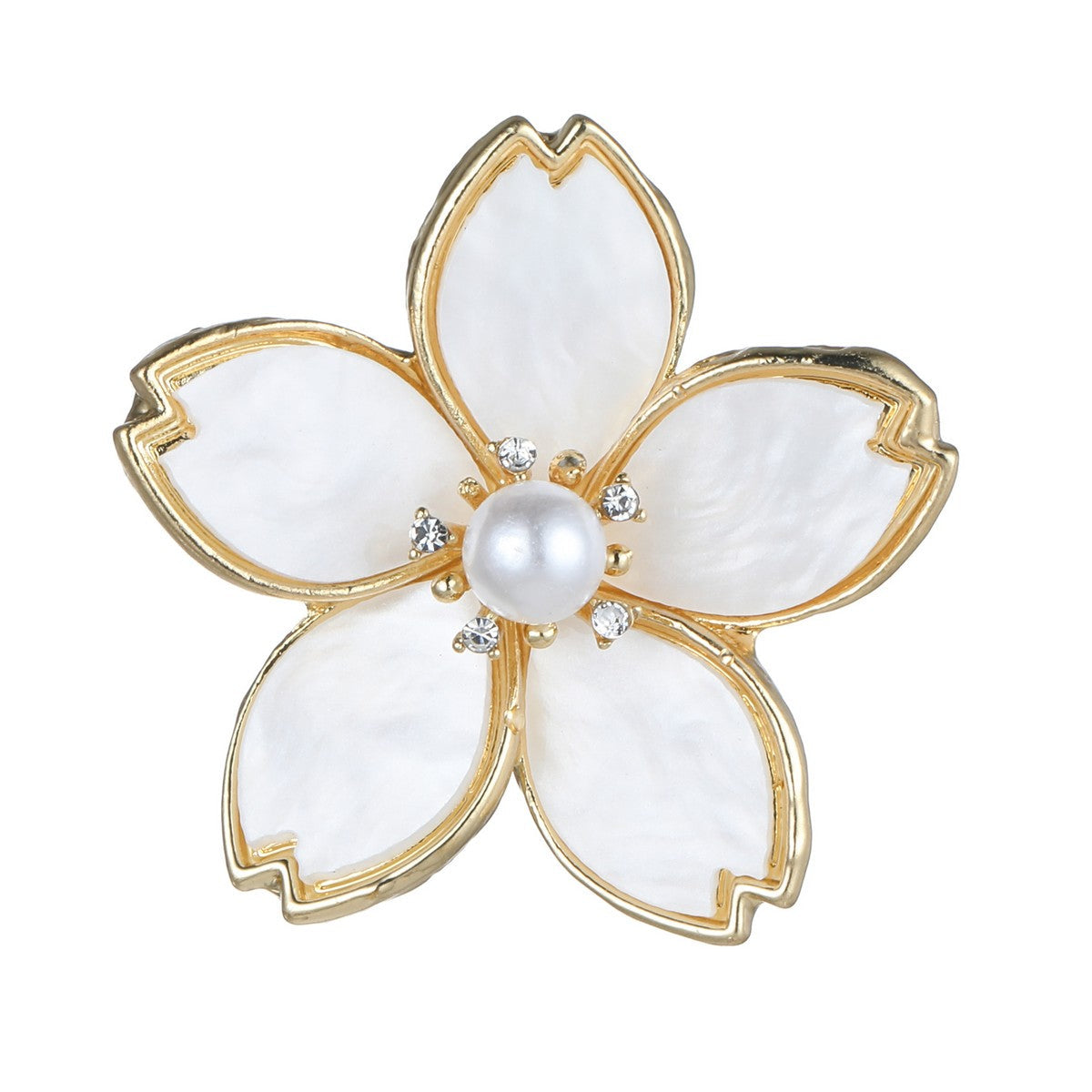 White Peach Blossom Brooch with Pearl Centre YL22026YEL