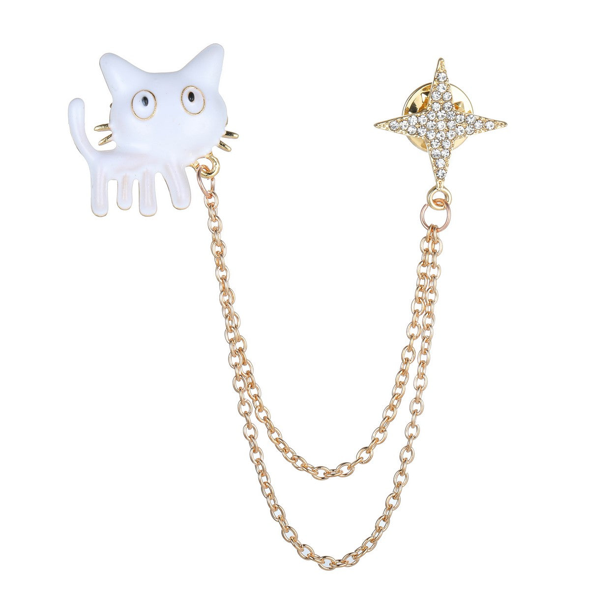 White Cat Chain Brooch YL22030WHT