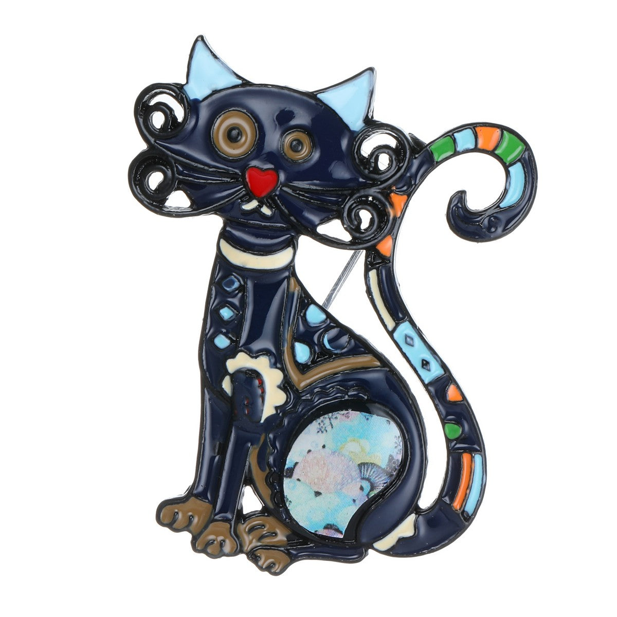 Curly Whiskers Cat Brooch YL22044MUL