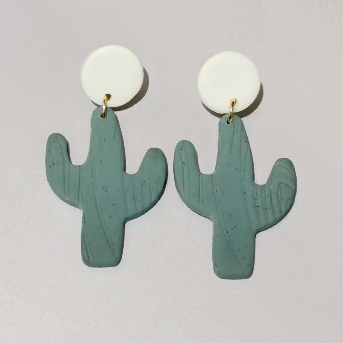 Green Soft Clay Cactus Earrings JYM00003GRN