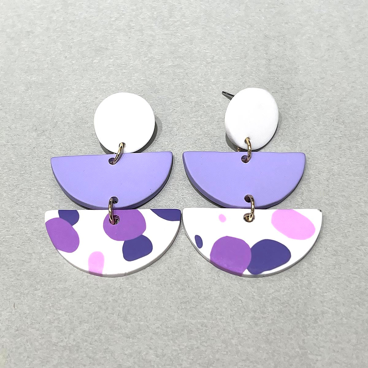 Purple Semi-Circles Statement Soft Clay Earrings JYM00026PUR