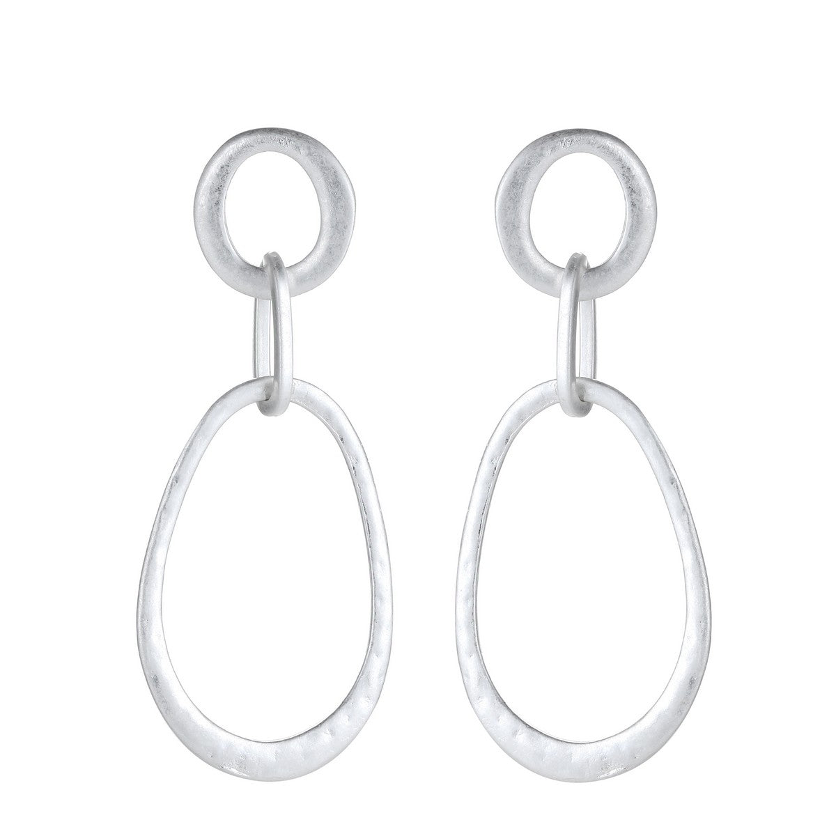 Silver Oval Link Earrings YN22801SLR