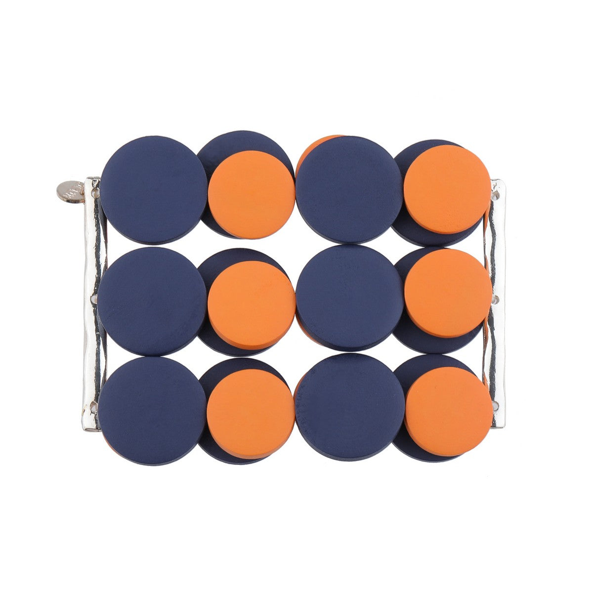Orange and Navy Circles Stretch Bracelet YN22901NVY