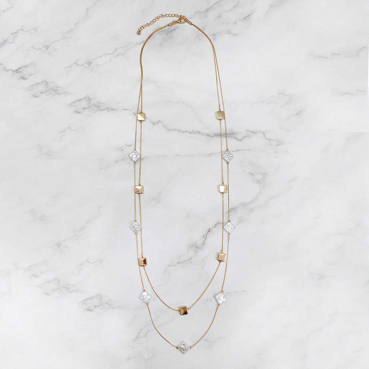 Tiny Trinangle And Cubes In A Chain Neckalce
