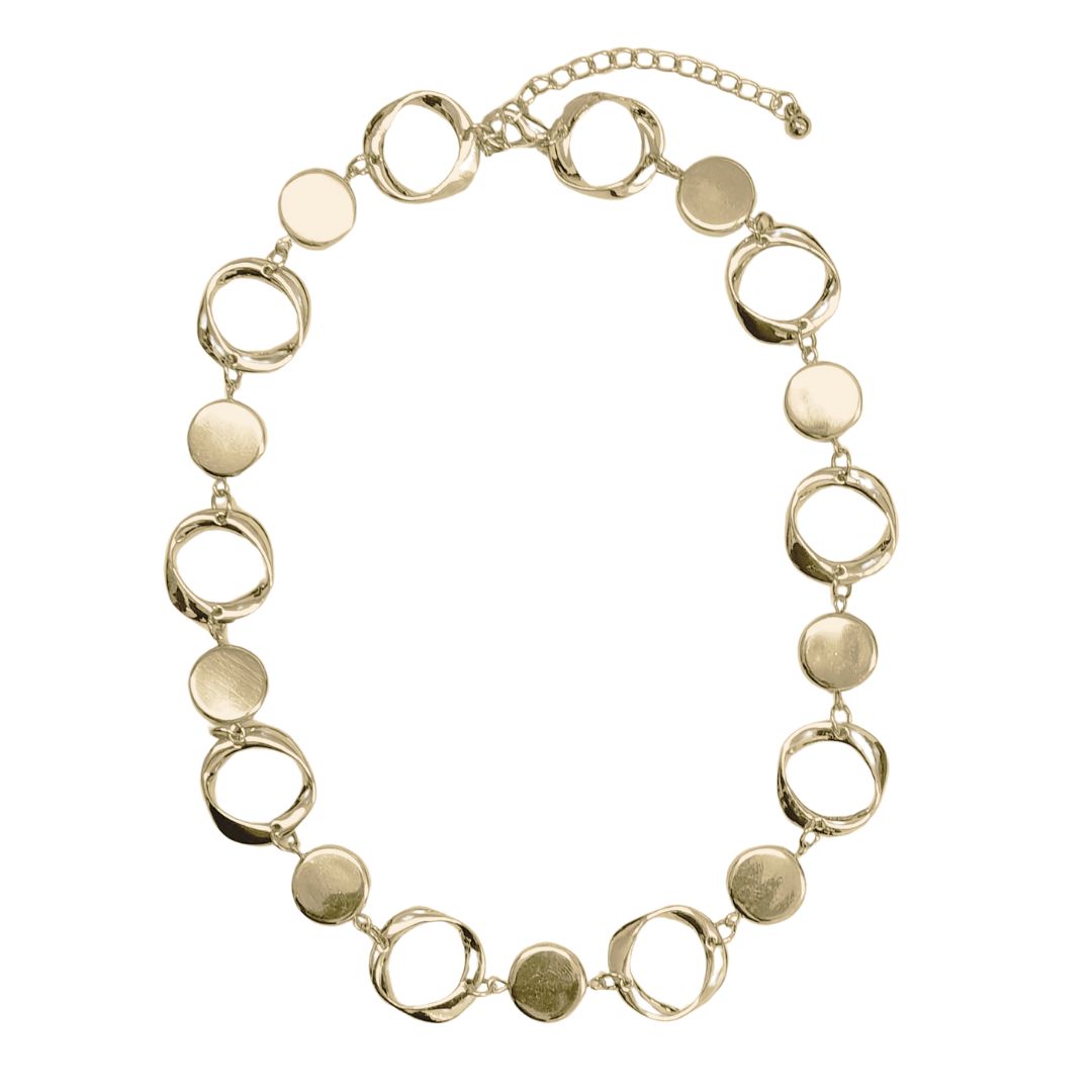 Hallow Ovals In Chain Short Necklace