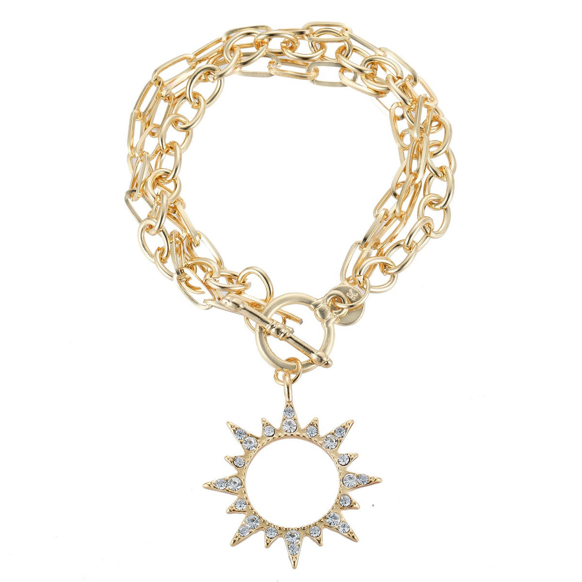 Gold Stainless Steel Chain Bracelet Classic SunFlower Bracelet YT22908YGD