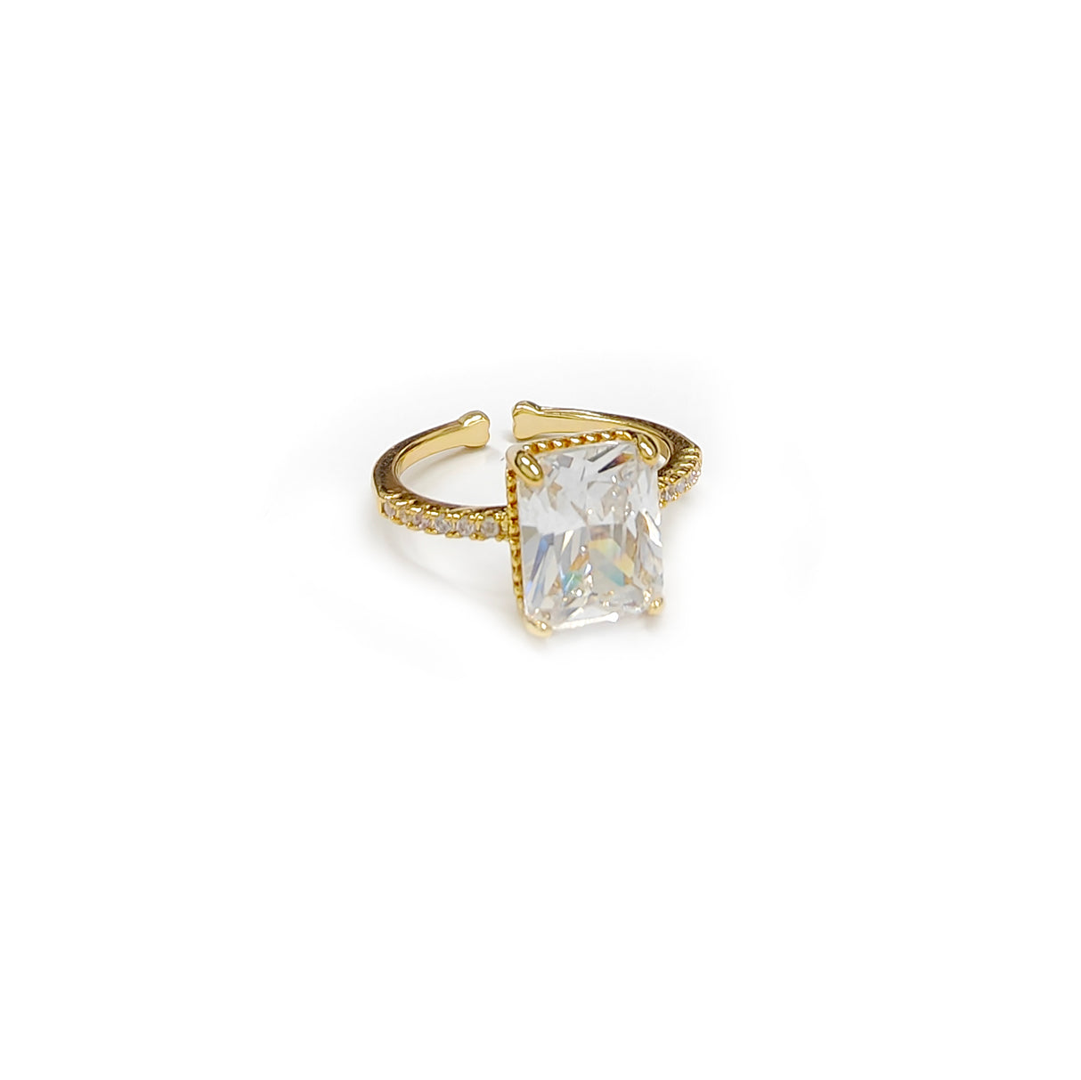 Adjustable Cushion Cut Gem Stone Golden Ring JYV13001YGD