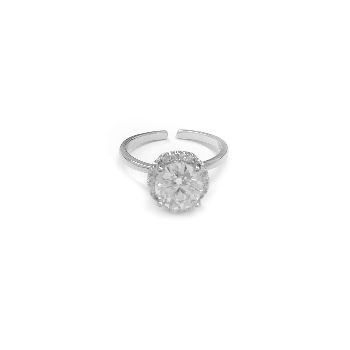 Adjustable Round Cut Gem Stone Silvery Ring JYV13002SLR