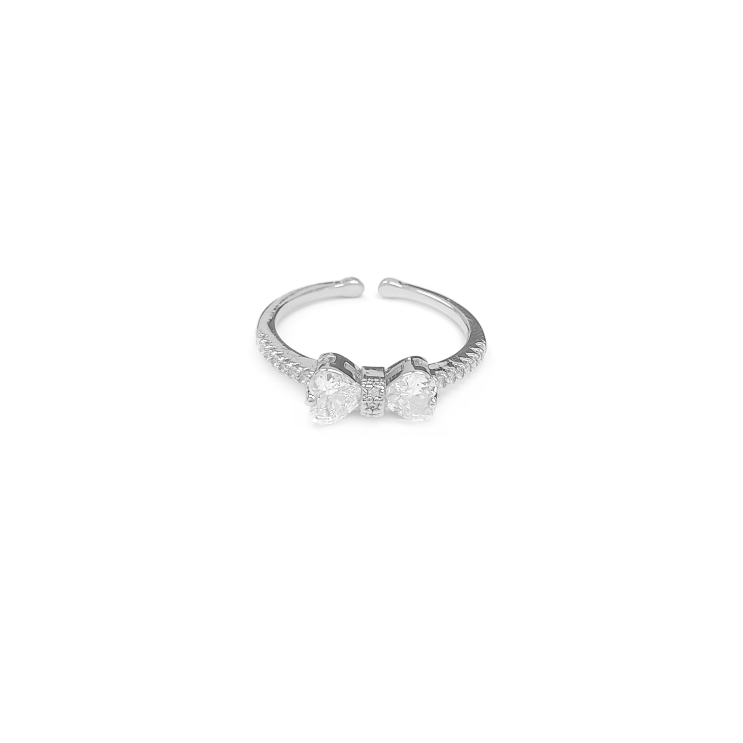 Adjustable Diamante Bow Silvery Ring JYV13003SLR