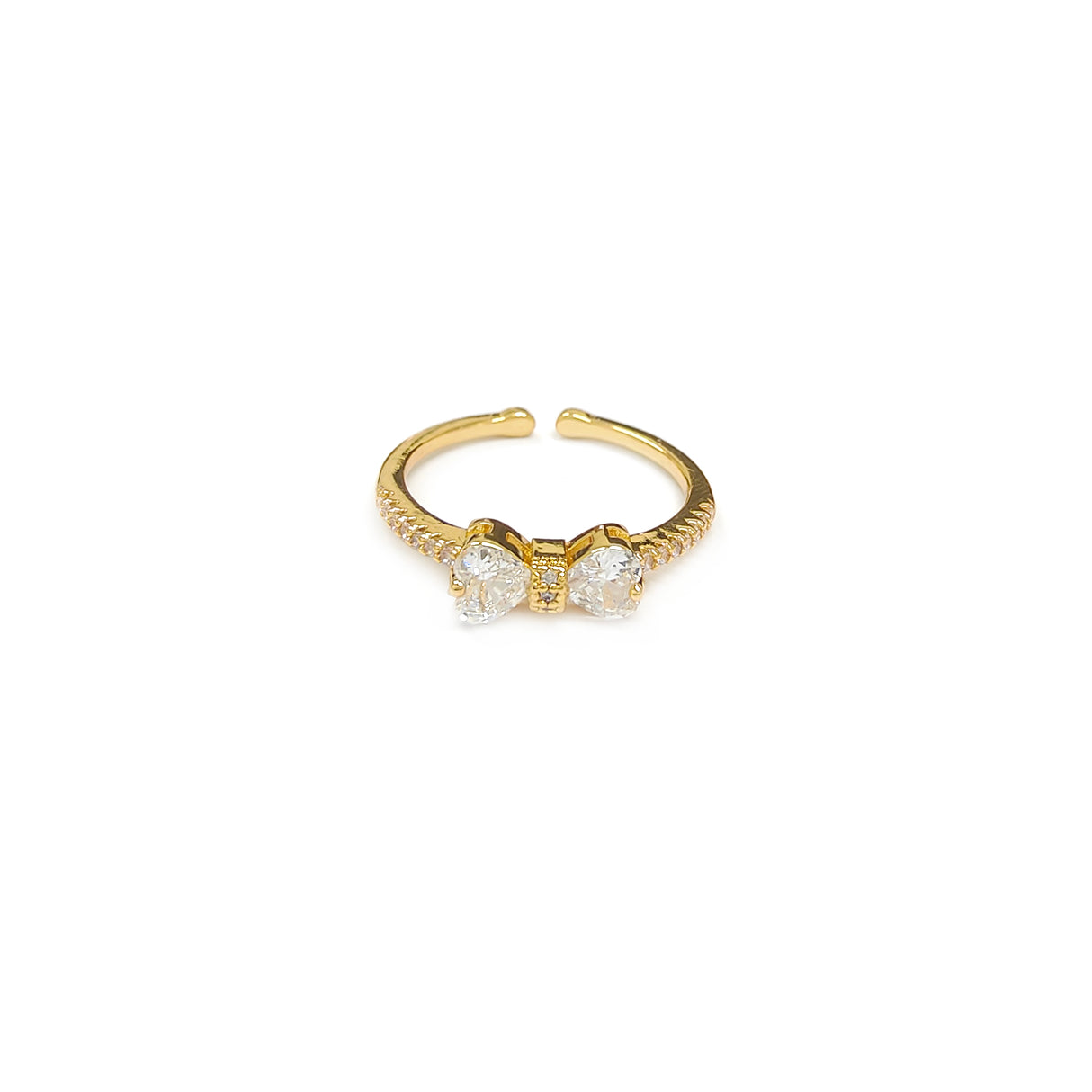 Adjustable Diamante Bow Golden Ring JYV13003YGD