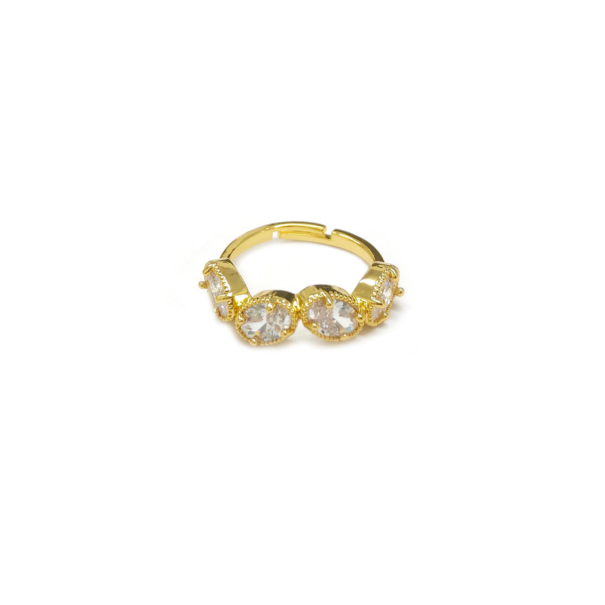 Adjustable Oval Diamante Set Golden Ring JYV13004YGD