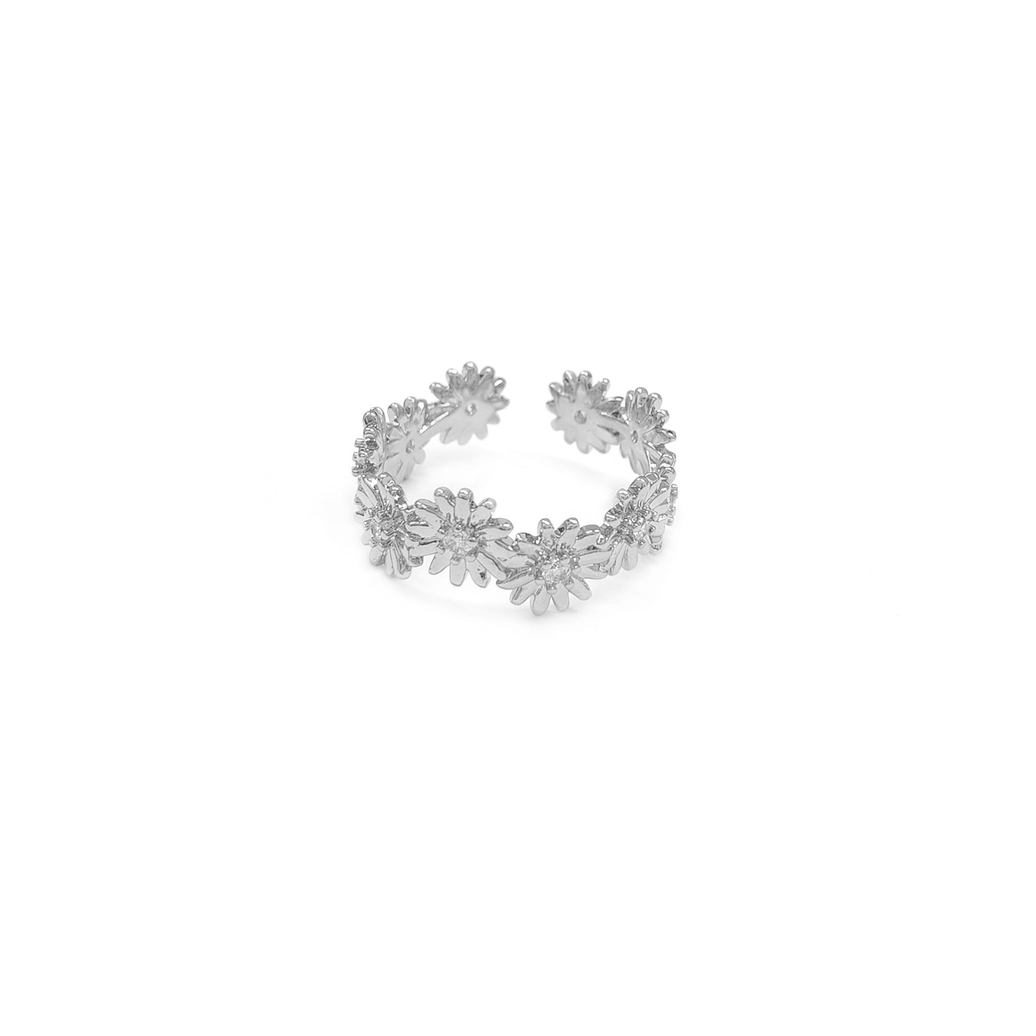 Adjustable Daisy Silvery Ring JYV13005SLR
