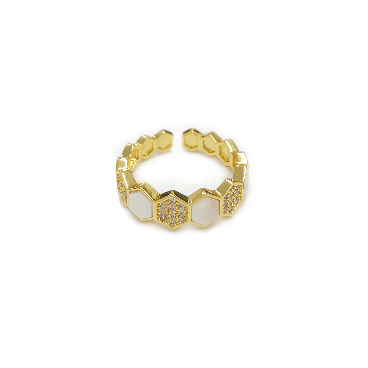 Adjustable Hexagon Golden Ring JYV13007YGD