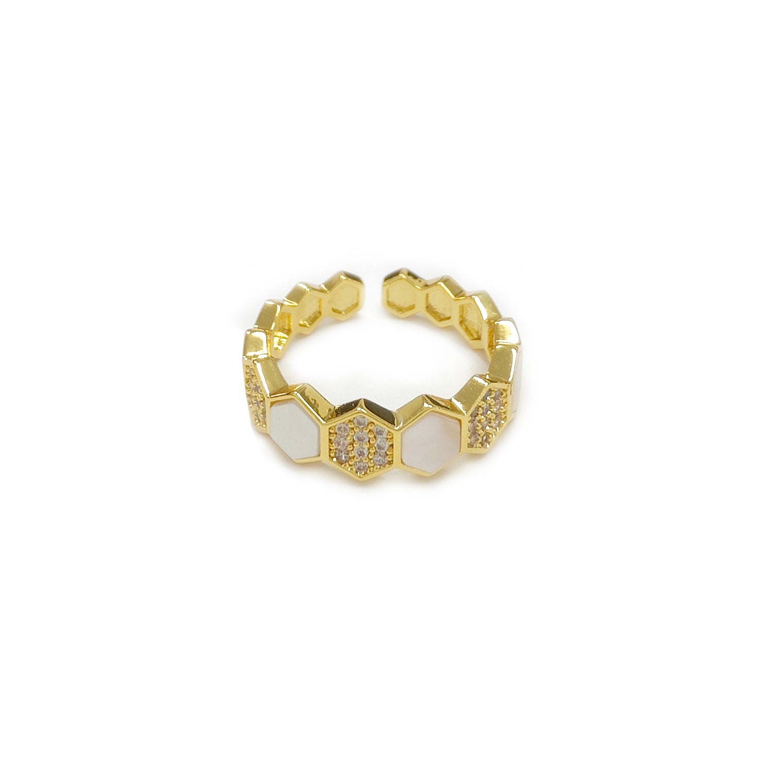 Adjustable Hexagon Golden Ring JYV13007YGD