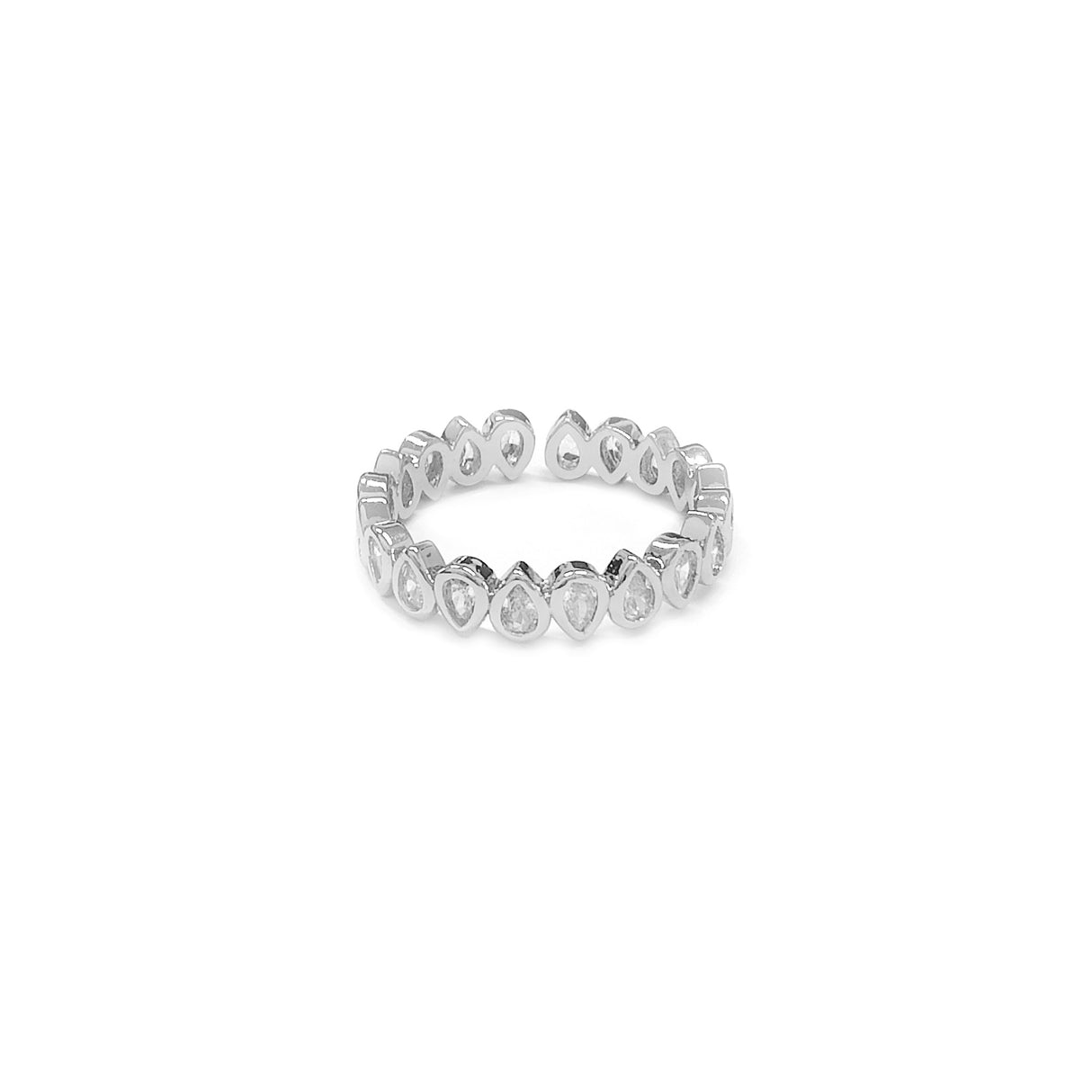 Adjustable Teardrop Diamante Silvery Ring JYV13008SLR