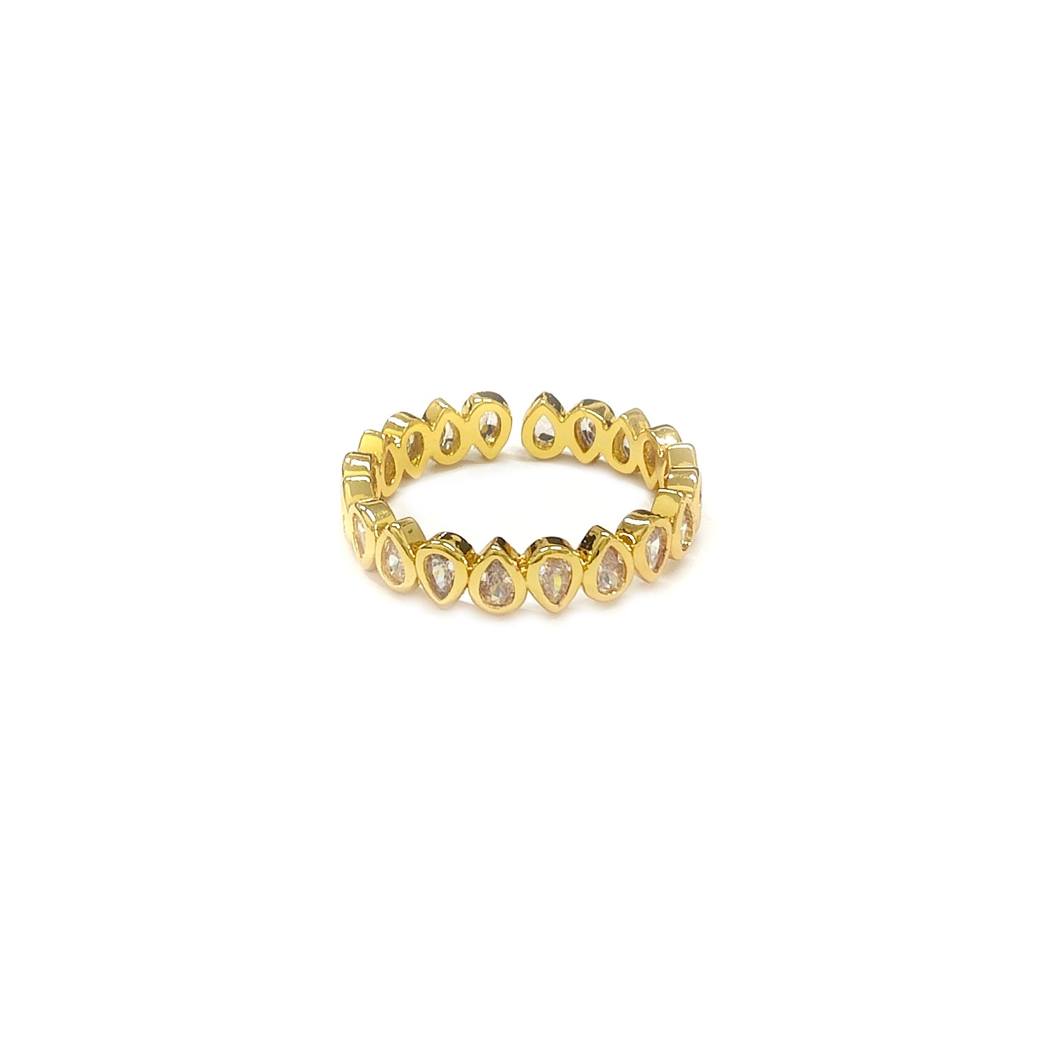 Adjustable Teardrop Diamante Golden Ring JYV13008YGD