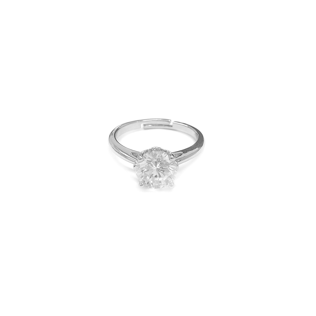 Adjustable Round Cut Gem Stone Silvery Ring JYV13011SLR