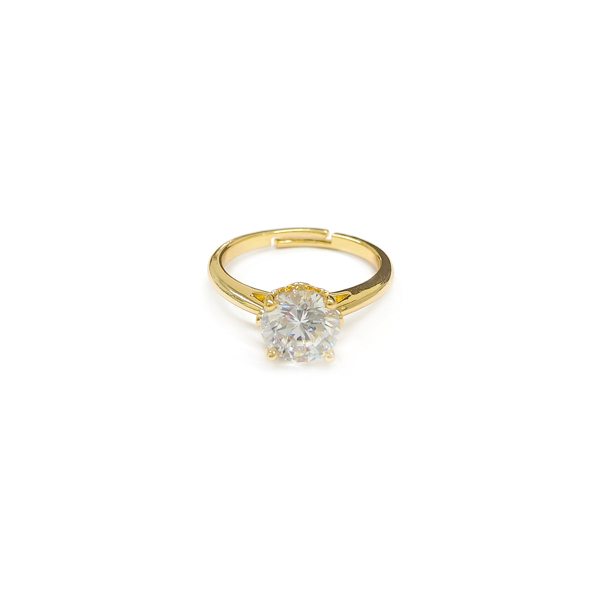 Adjustable Round Cut Gem Stone Golden Ring JYV13011YGD