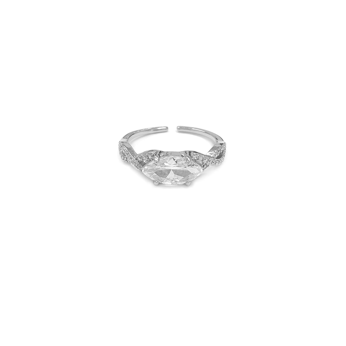 Adjustable Marquise Cut Gem Stone Silvery Ring JYV13012SLR