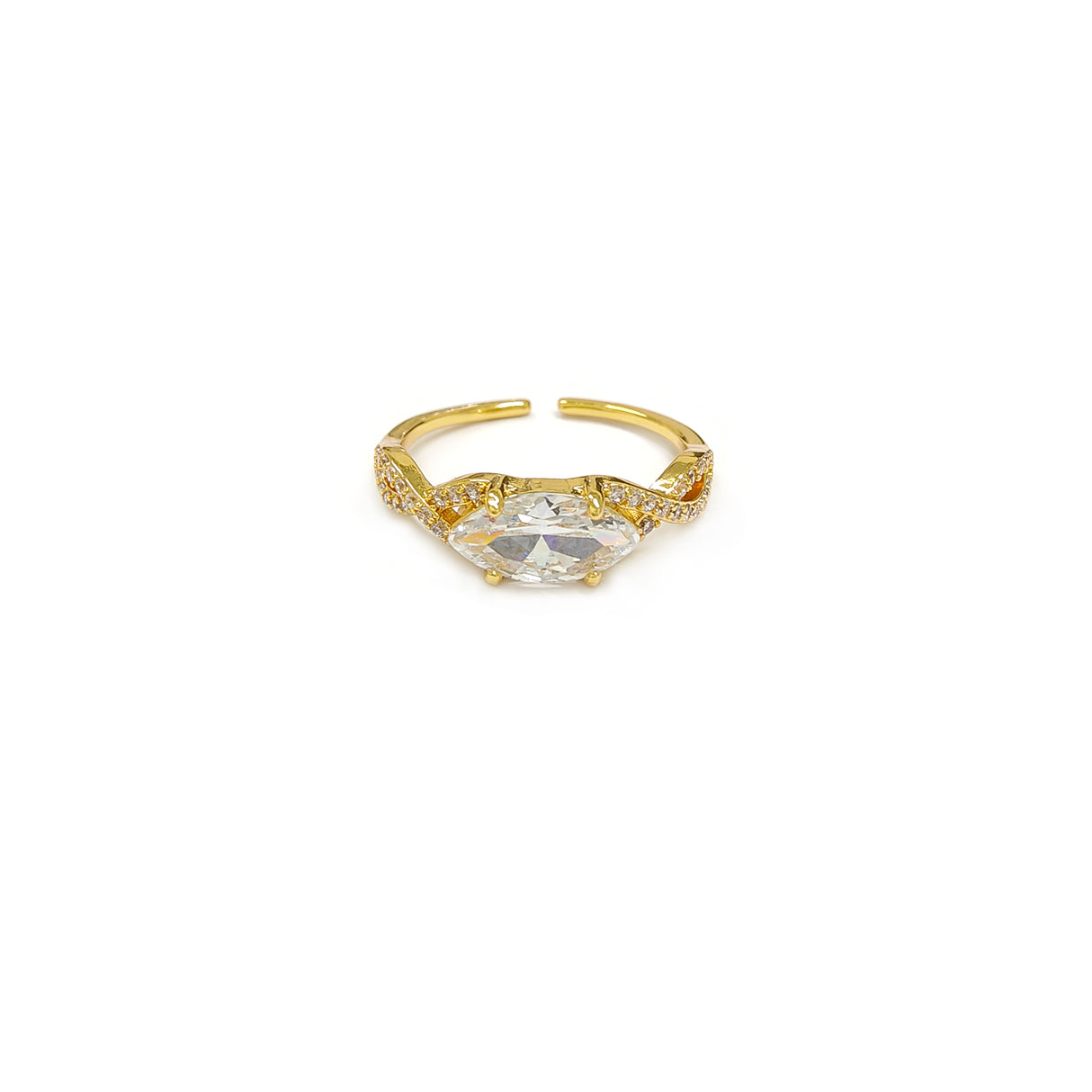 Adjustable Marquise Cut Gem Stone Golden Ring JYV13012YGD
