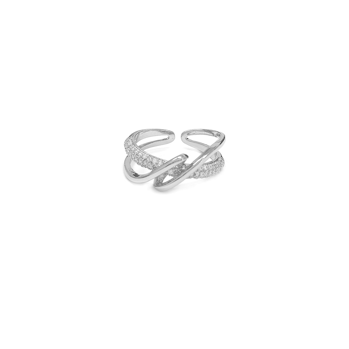 Adjustable Swirl Diamante Silvery Ring JYV13014SLR