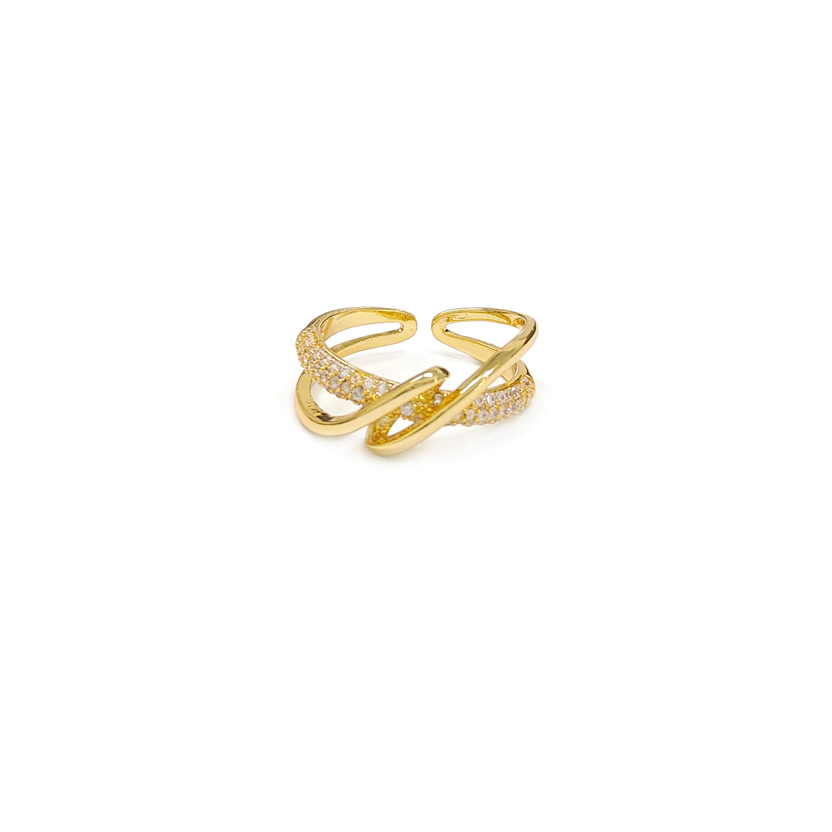 Adjustable Swirl Diamante Golden Ring JYV13014YGD