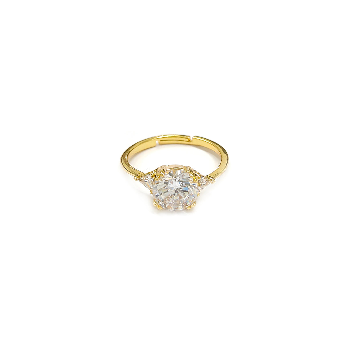 Adjustable Simply Round Cut Gemstone Golden Ring JYV13016YGD