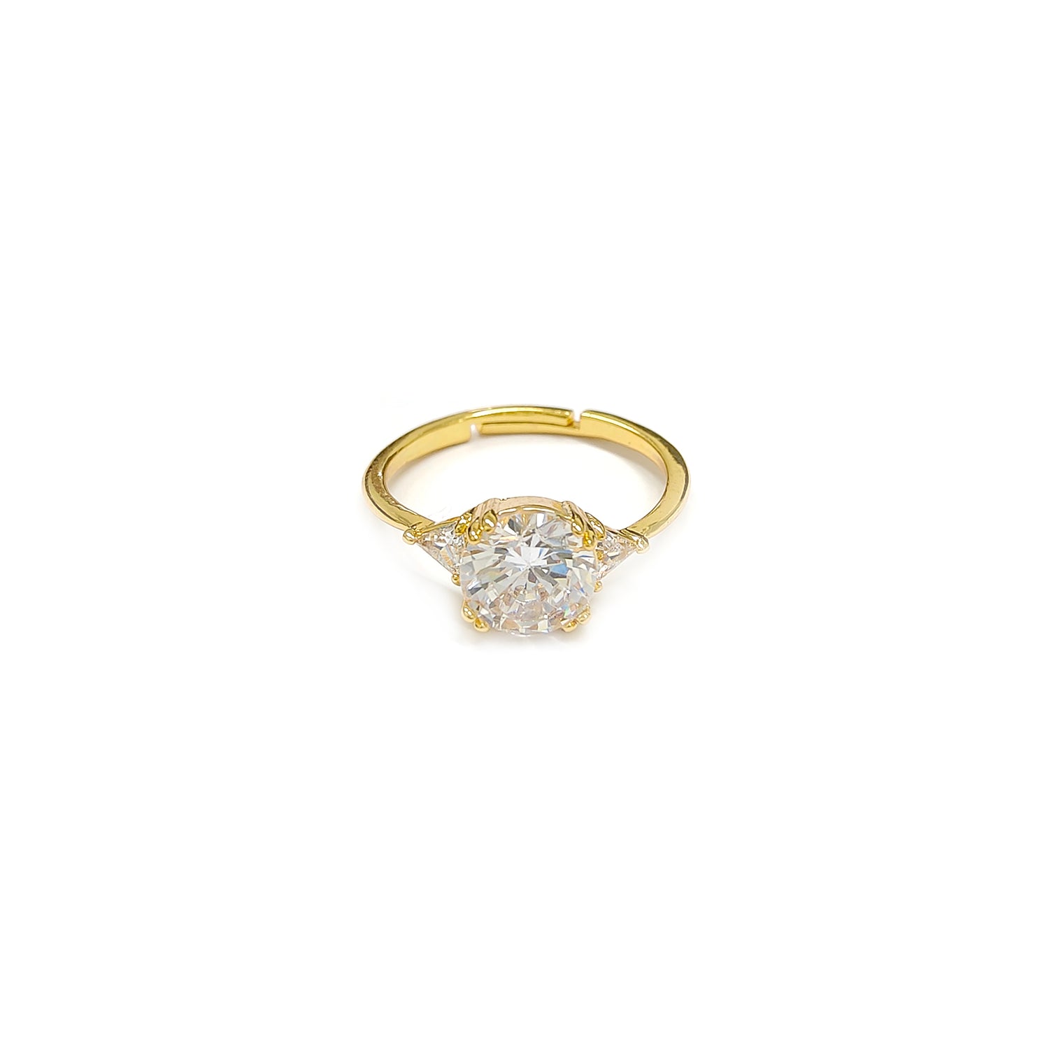 Adjustable Simply Round Cut Gemstone Golden Ring JYV13016YGD