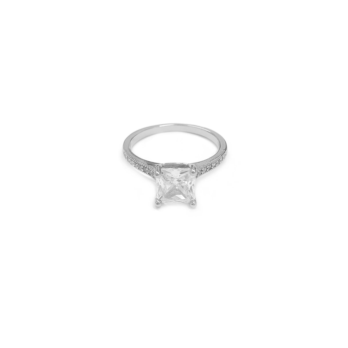 Adjustable Princess Cut Gemstone Silvery Ring JYV13018SLR