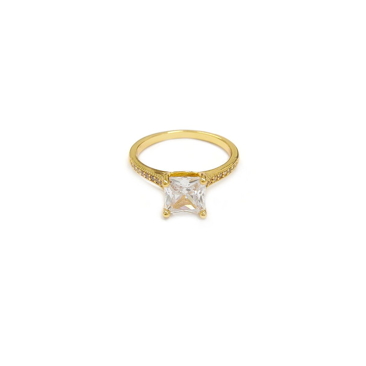 Adjustable Princess Cut Gemstone Golden Ring JYV13018YGD