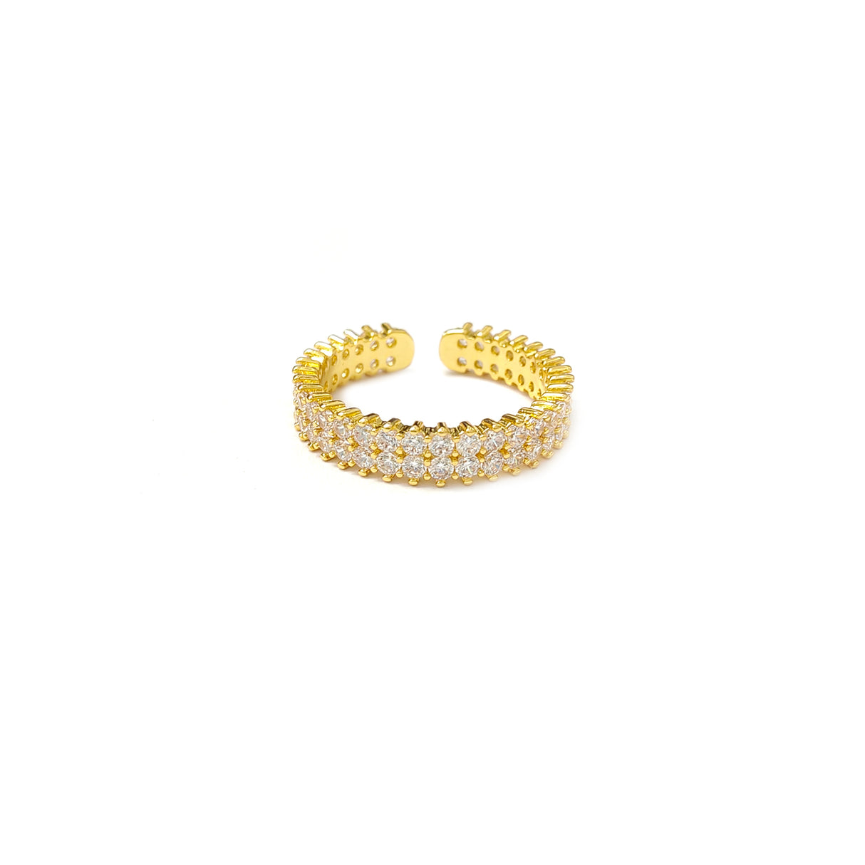 Adjustable Double Diamante Band Golden Ring JYV13020YGD