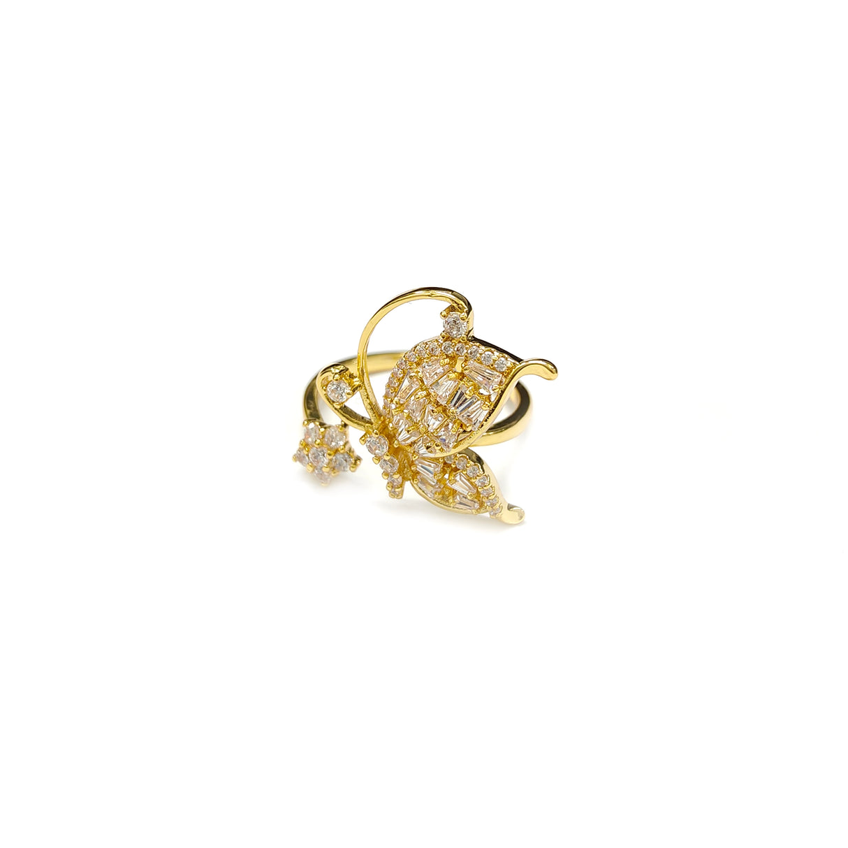 Adjustable Butterfly Diamante Golden Ring JYV13021YGD