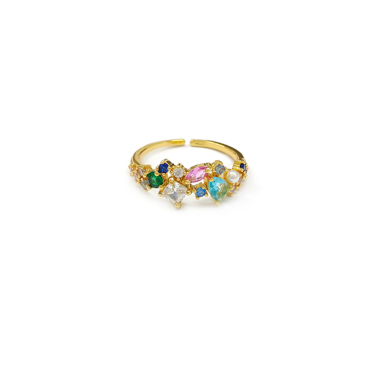 Adjustable Coloured Gemstones Golden Ring JYV13023YGD