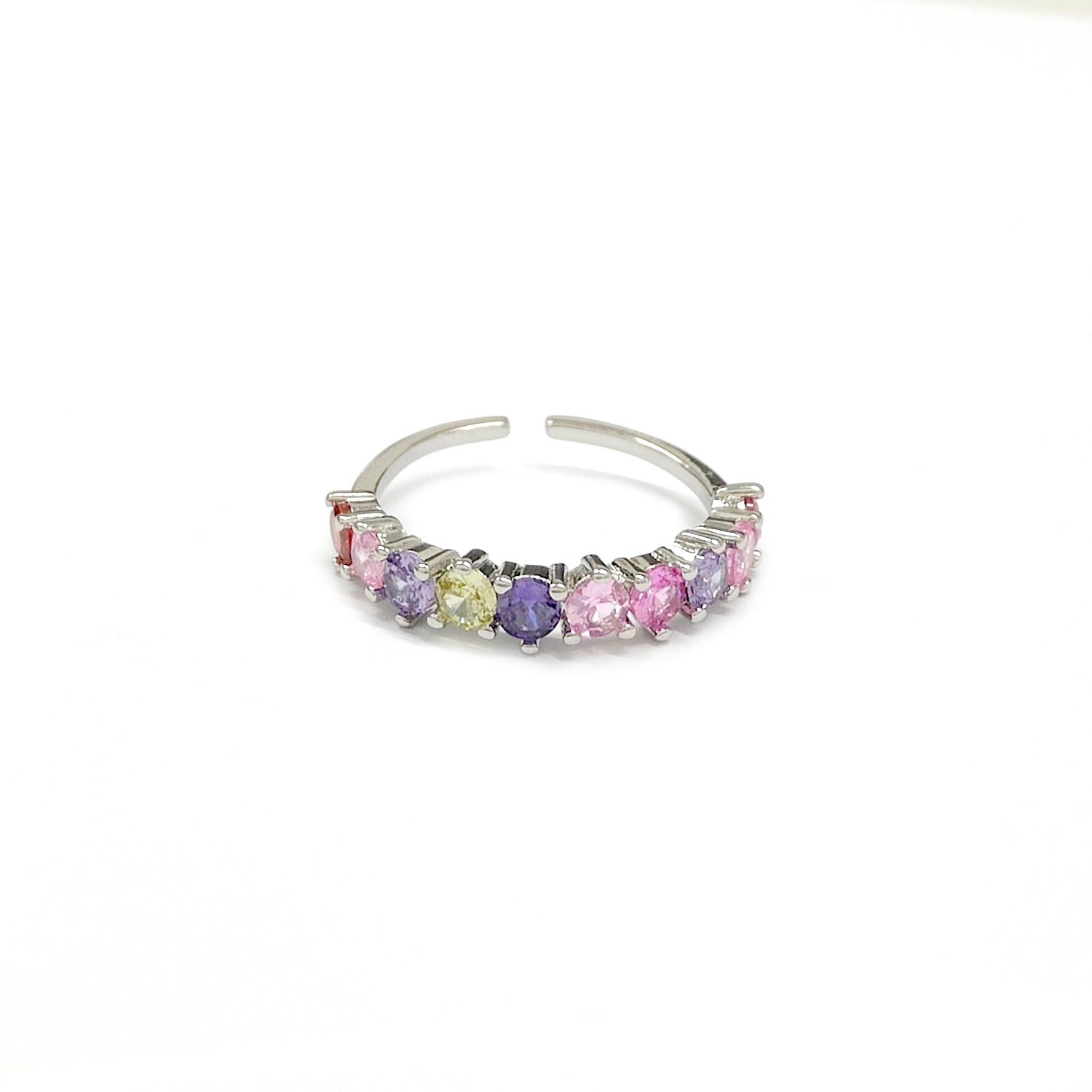 Adjustable Colourful Gemstones Silvery Ring JYV13024SLR
