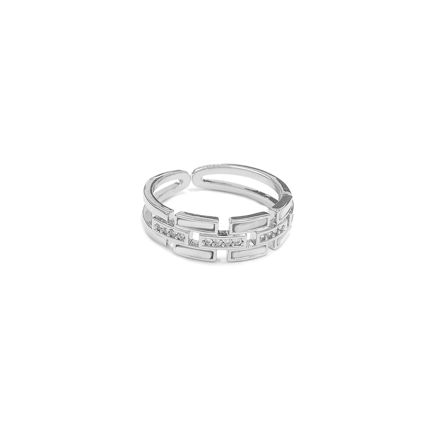 Adjustable Hollow Chain Silvery Ring JYV13026SLR