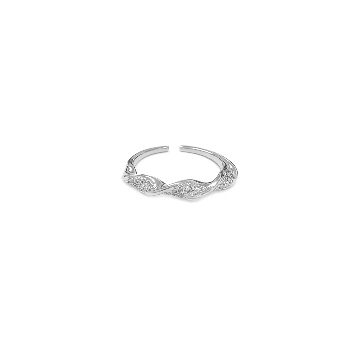 Adjustable Diamante Twirled Band Silvery Ring JYV13027SLR