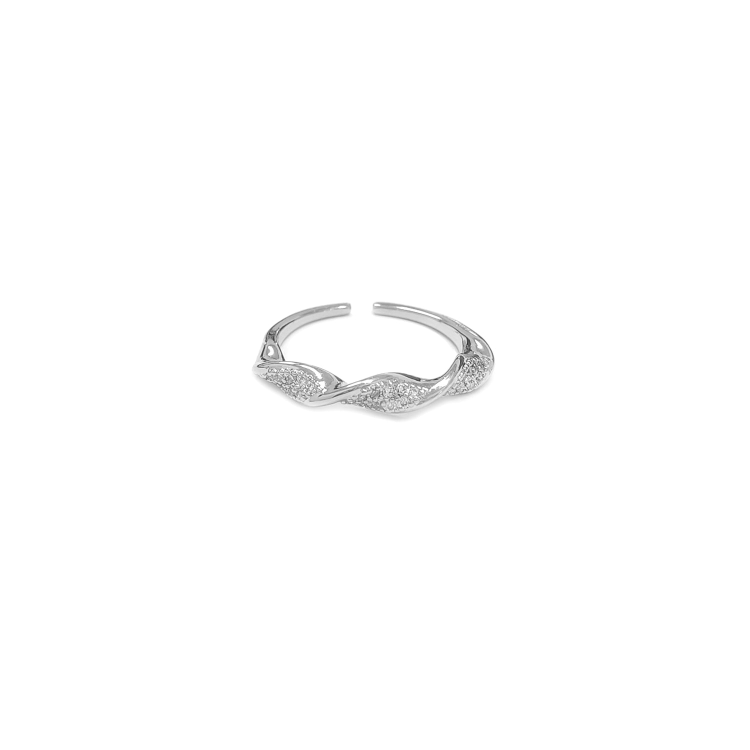 Adjustable Diamante Twirled Band Silvery Ring JYV13027SLR