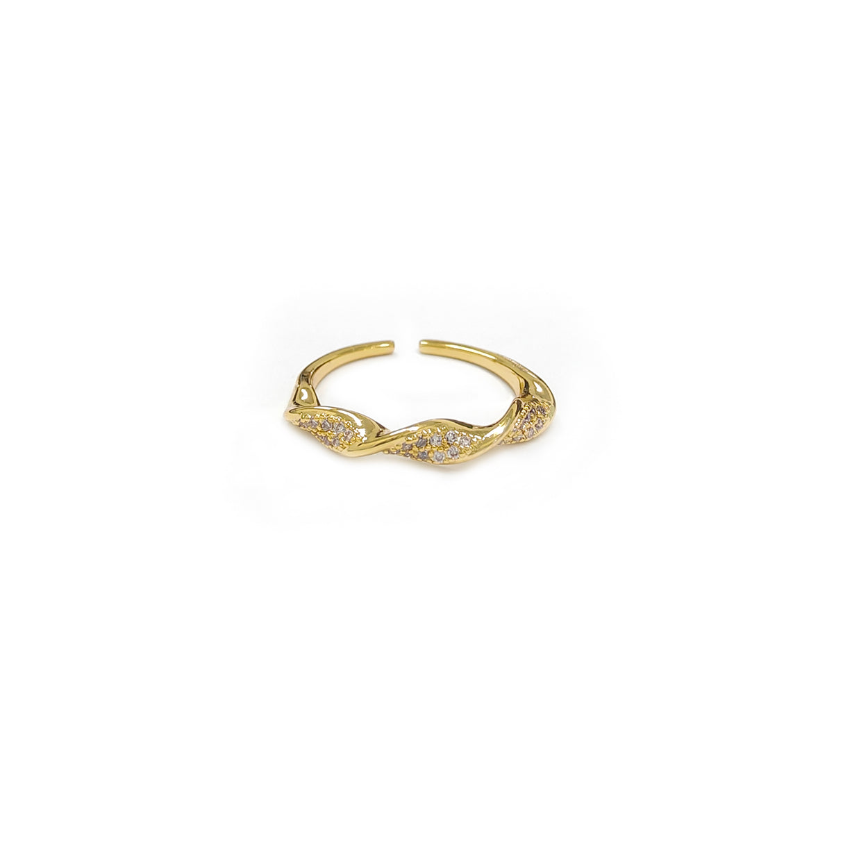 Adjustable Diamante Twirled Band Golden Ring JYV13027YGD