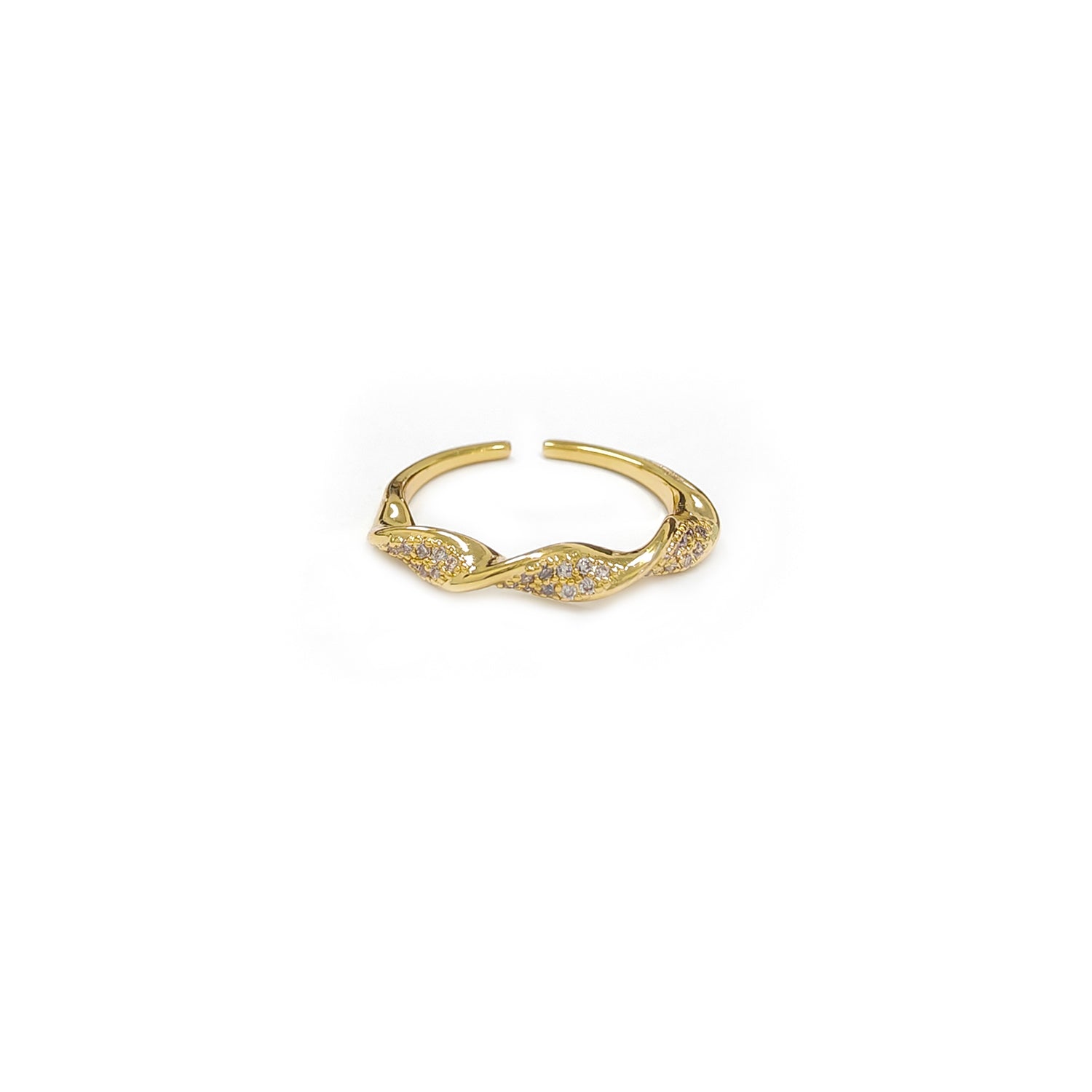 Adjustable Diamante Twirled Band Golden Ring JYV13027YGD