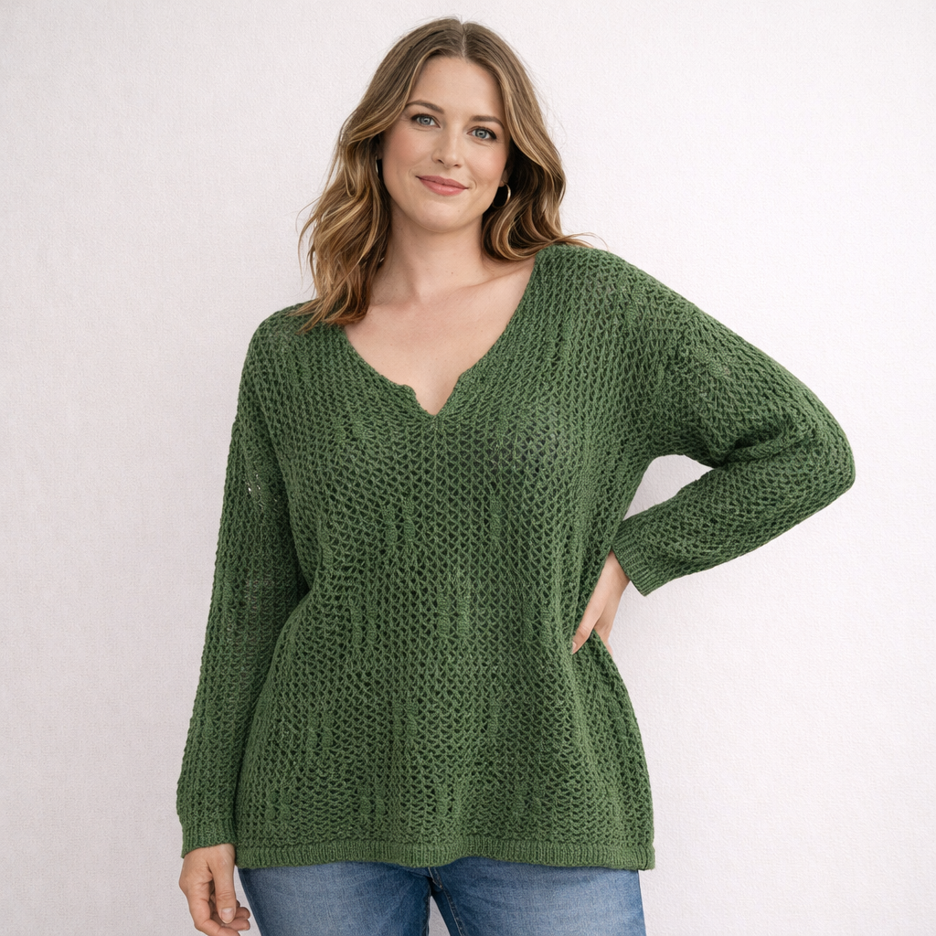 Crochet Cotton Jumper Plus Size UK 14-22 Spring Summer Lightweight Knit Sweater