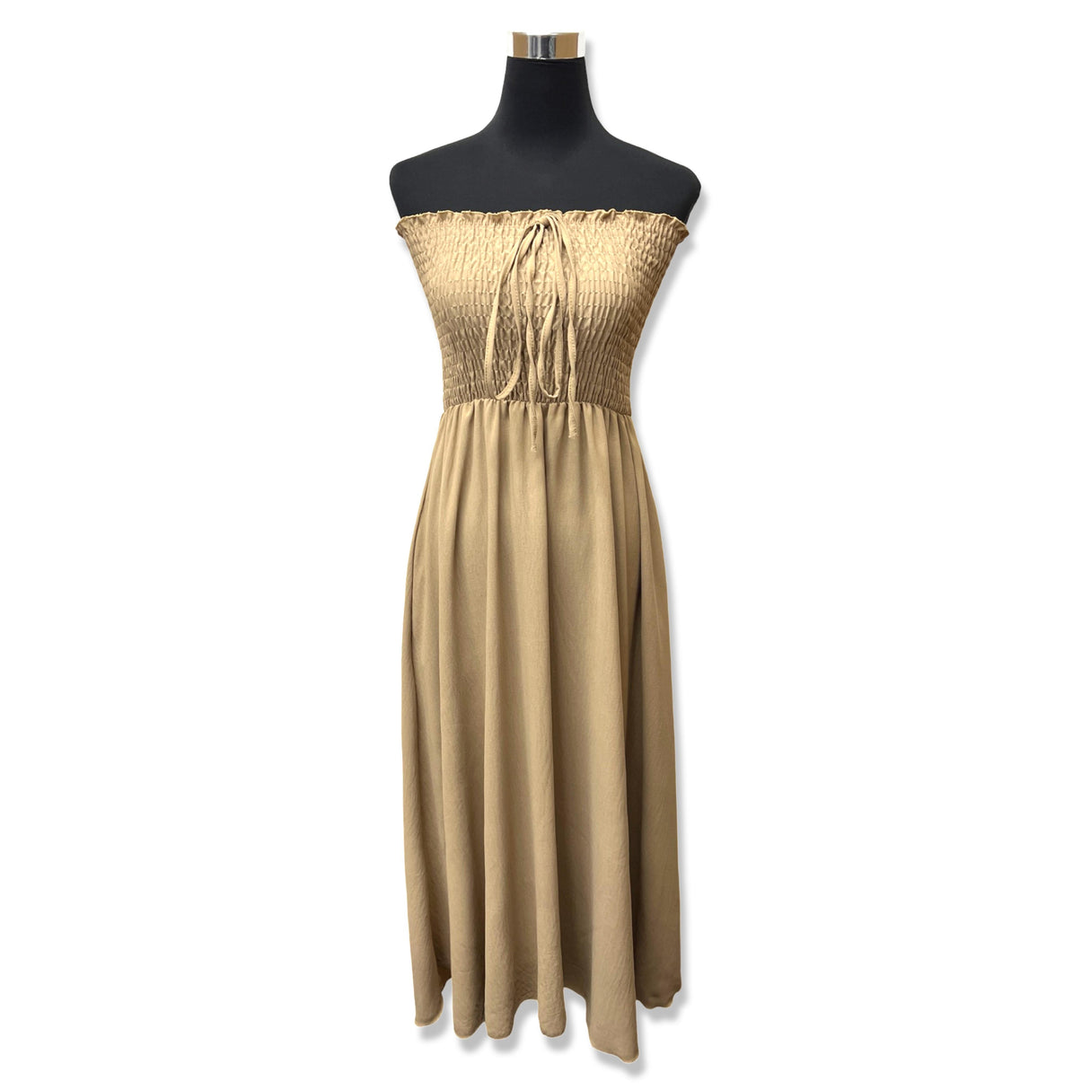 LADIES BACK TIED MAXI DRESS SMOCK SUPER STRETCHY