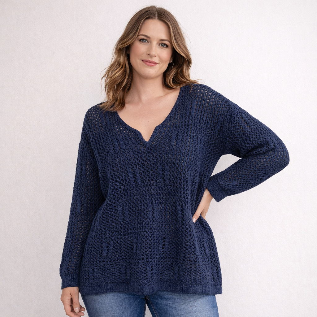 Crochet Cotton Jumper Plus Size UK 14-22 Spring Summer Lightweight Knit Sweater